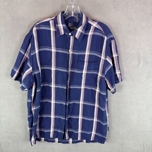 Nautica Mens Button Down Shirt Size M Linen Blend Plaid Sailing Preppy Money